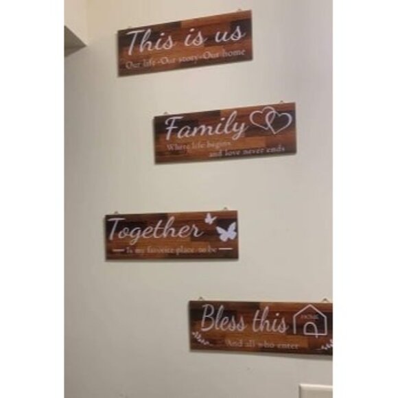 New 4 Pieces Home Wall Signs, THIS IS US/TOGETHER/BLESS THIS HOME/FAMILY - Picture 2 of 2